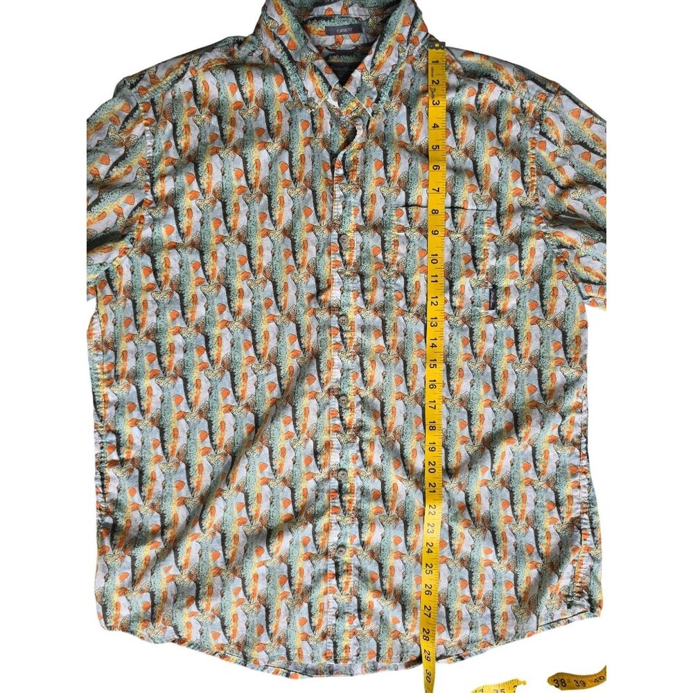 Eddie Bauer Mens Button-Up Tropical Fish Print Shirt Multicolor Size XL Rayon - Picture 6 of 6